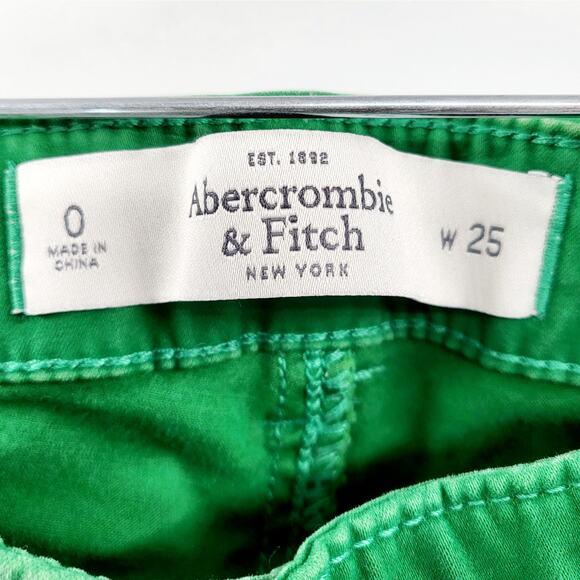 Abercrombie & Fitch Bright Green Cotton Blend Textured Skinny Jeans Women’s Sz 0 - Picture 7 of 9